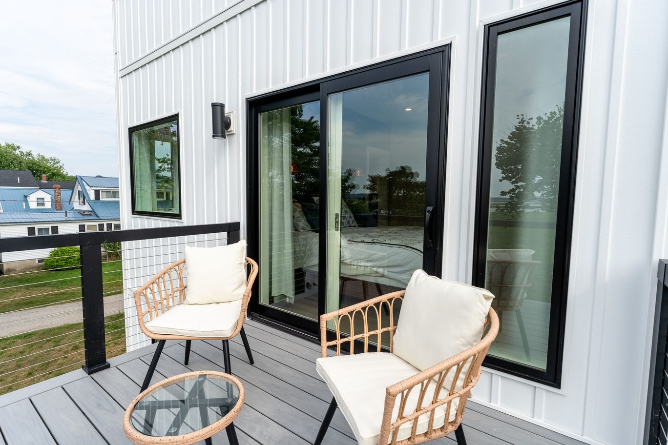 Deck detail on a modern home.